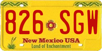 NM license plate 826SGW