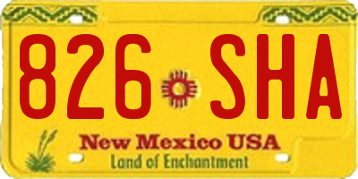 NM license plate 826SHA