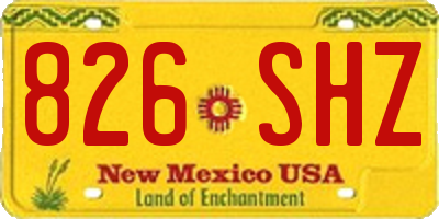 NM license plate 826SHZ