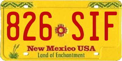 NM license plate 826SIF