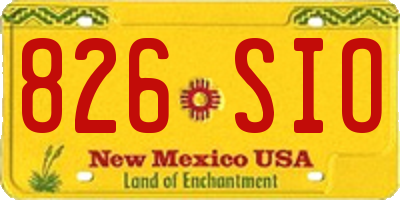 NM license plate 826SIO