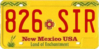 NM license plate 826SIR