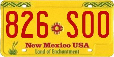 NM license plate 826SOO