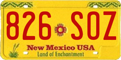 NM license plate 826SOZ