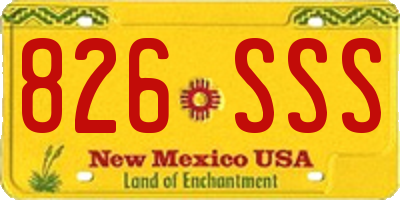 NM license plate 826SSS
