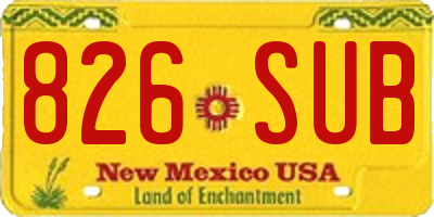 NM license plate 826SUB
