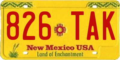 NM license plate 826TAK