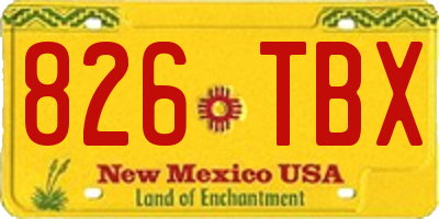 NM license plate 826TBX