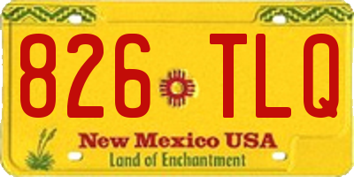 NM license plate 826TLQ
