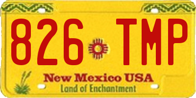 NM license plate 826TMP