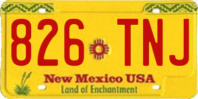 NM license plate 826TNJ