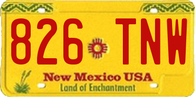 NM license plate 826TNW