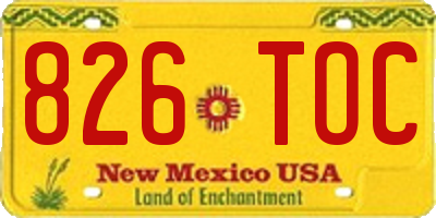 NM license plate 826TOC