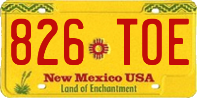 NM license plate 826TOE