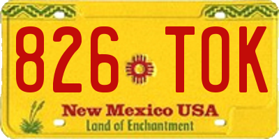 NM license plate 826TOK