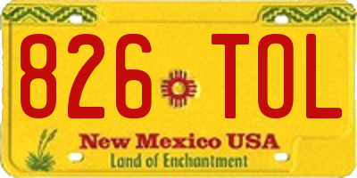 NM license plate 826TOL
