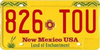 NM license plate 826TOU