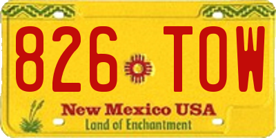 NM license plate 826TOW