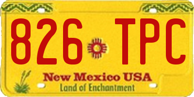 NM license plate 826TPC