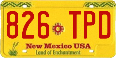 NM license plate 826TPD