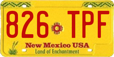 NM license plate 826TPF