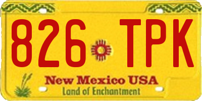 NM license plate 826TPK