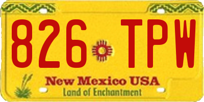 NM license plate 826TPW