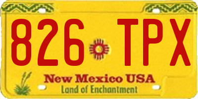 NM license plate 826TPX