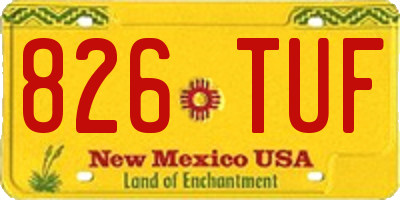 NM license plate 826TUF