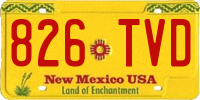 NM license plate 826TVD