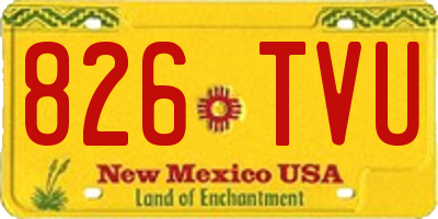 NM license plate 826TVU