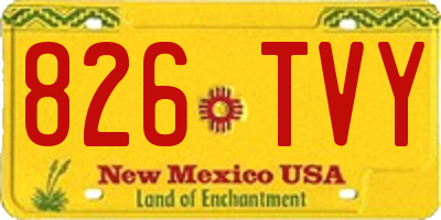 NM license plate 826TVY