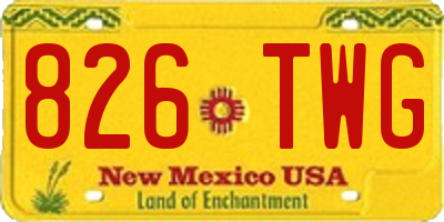 NM license plate 826TWG