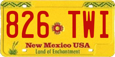 NM license plate 826TWI