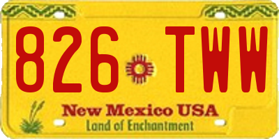 NM license plate 826TWW