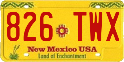 NM license plate 826TWX