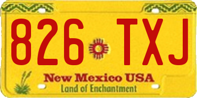 NM license plate 826TXJ