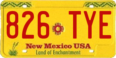 NM license plate 826TYE