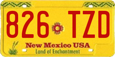 NM license plate 826TZD