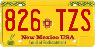 NM license plate 826TZS