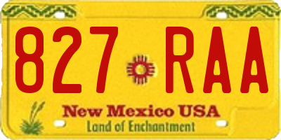 NM license plate 827RAA