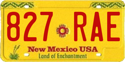 NM license plate 827RAE