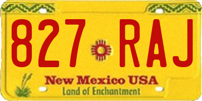 NM license plate 827RAJ