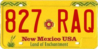 NM license plate 827RAQ