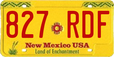 NM license plate 827RDF