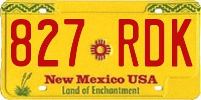 NM license plate 827RDK