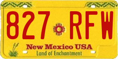 NM license plate 827RFW