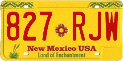 NM license plate 827RJW