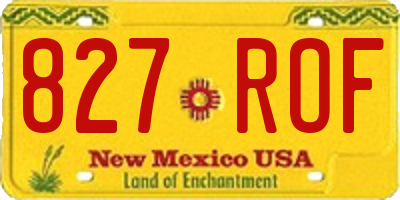 NM license plate 827ROF