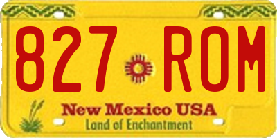 NM license plate 827ROM